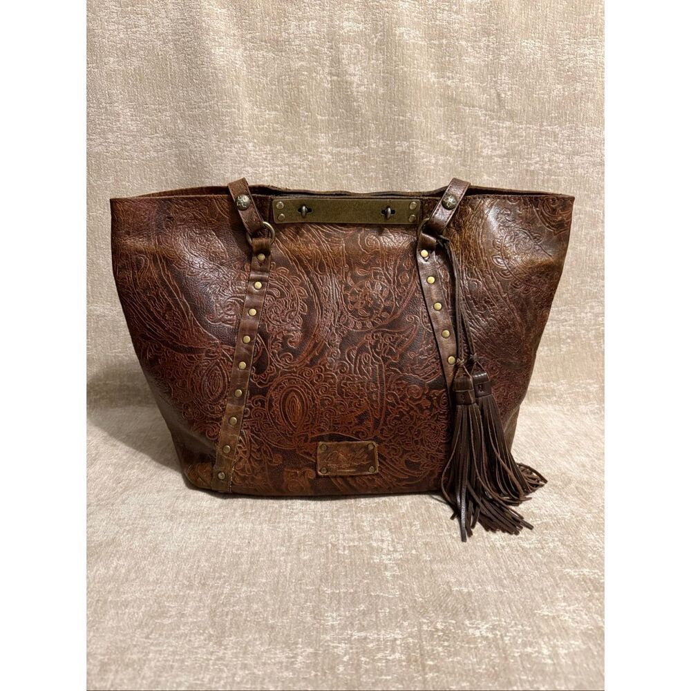 Patricia Nash Women's Benvenuto Distressed Leather Tote Bag Chocolate Brown